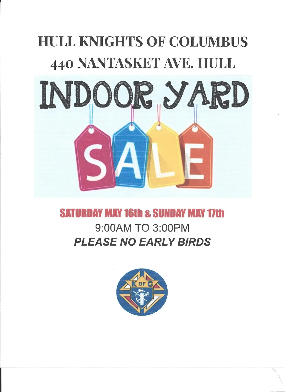 Hull Knights of Columbus Indoor Yard Sale