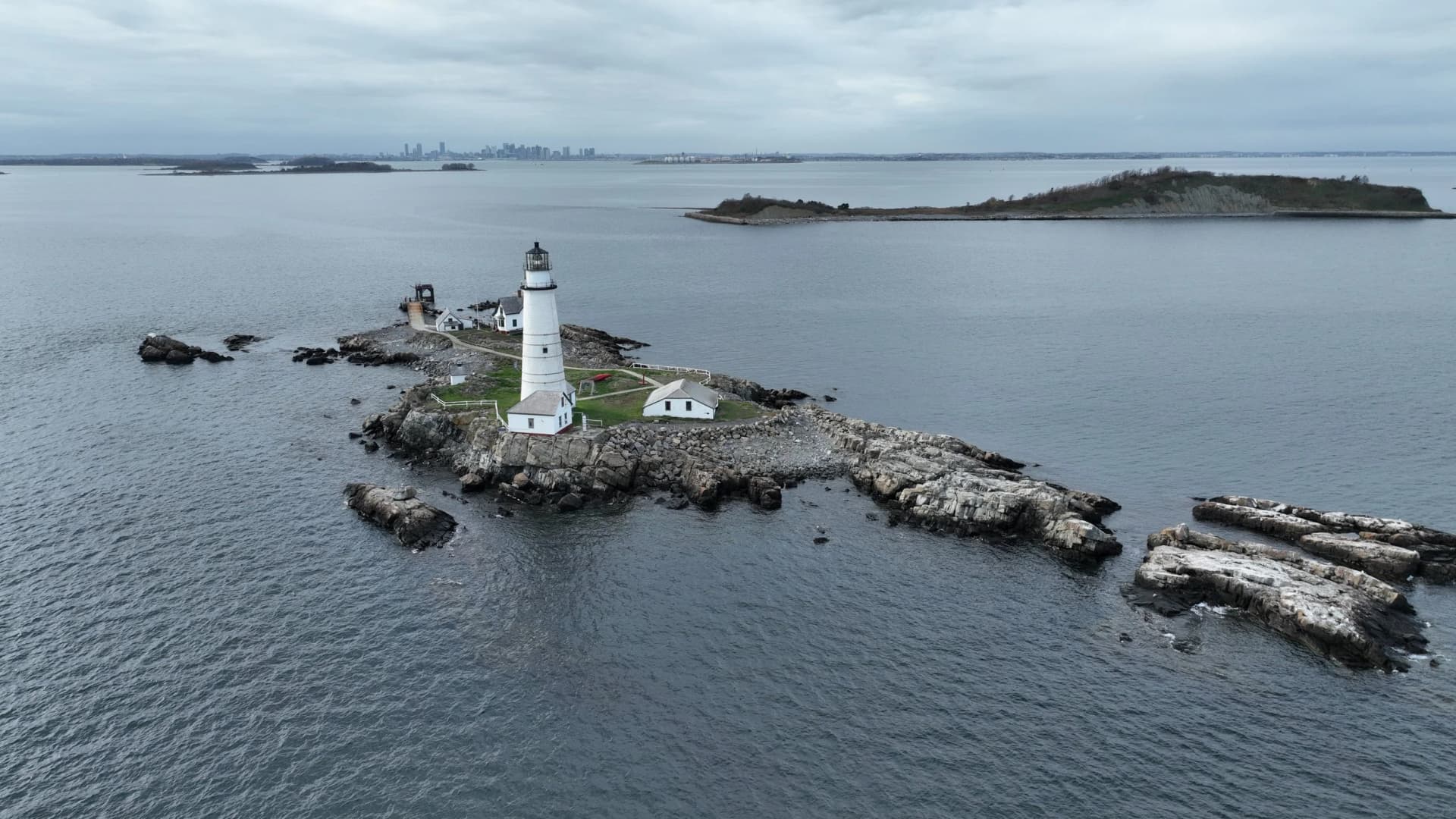 Aerial view of the Boston Harbor Islands