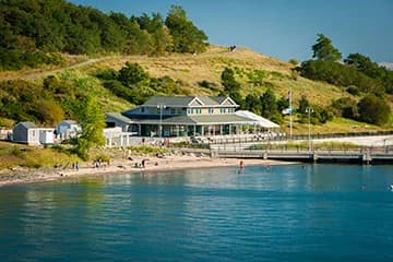 Spectacle Island with Boston skyline beyond