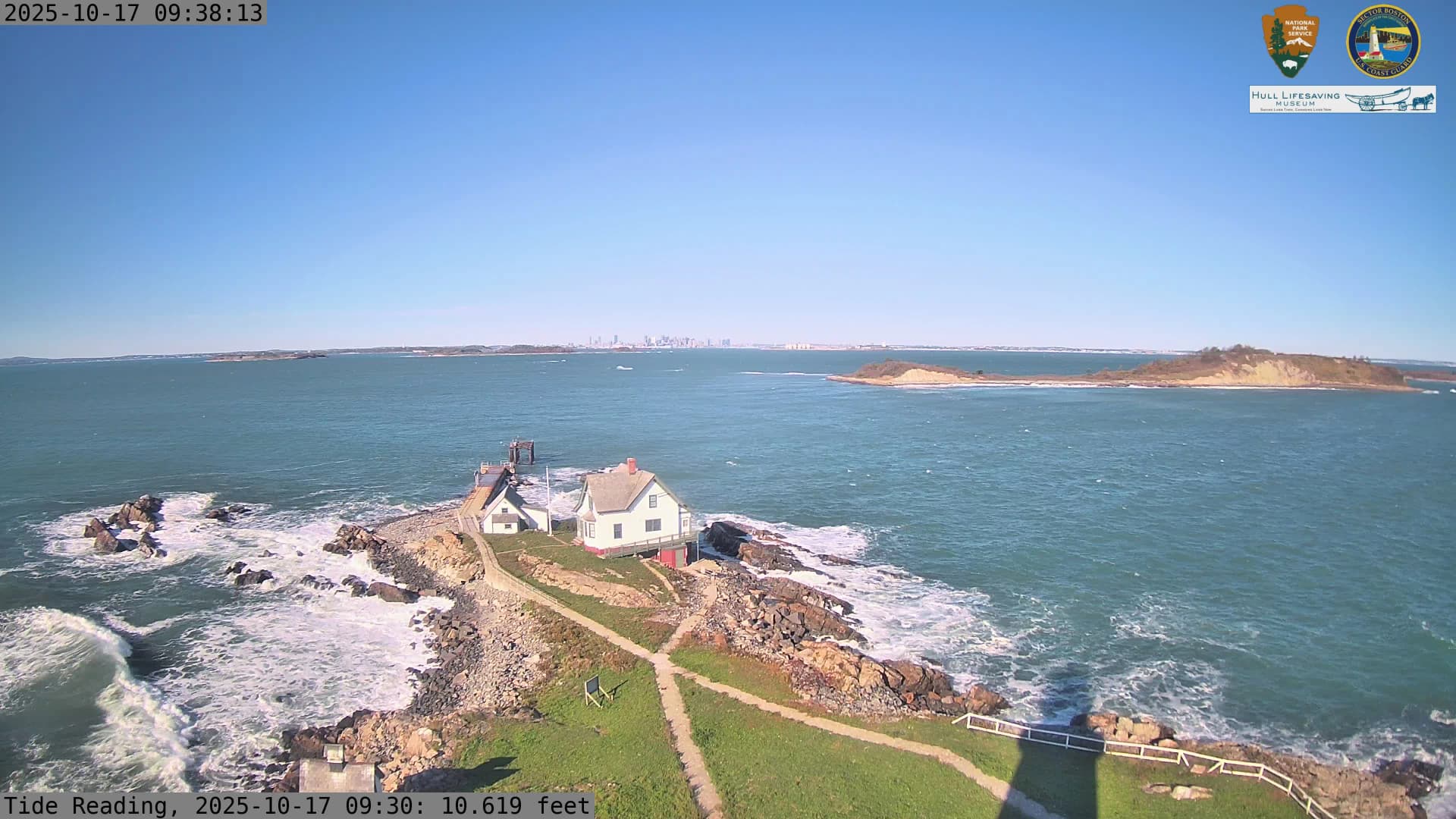 Boston Light webcam view over the harbor