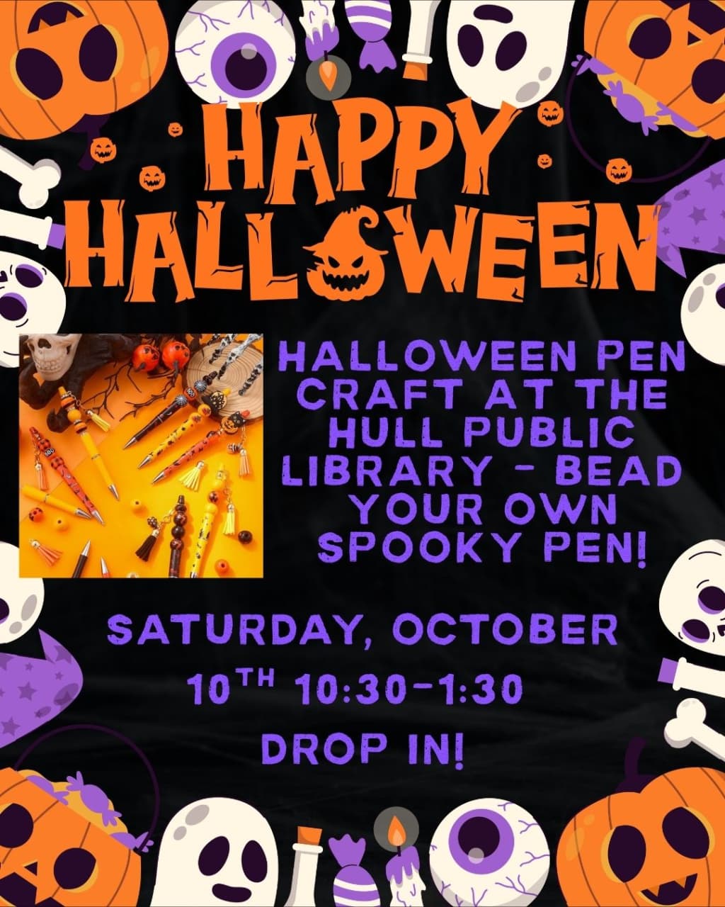 Drop in Craft: Halloween Pen Beading!