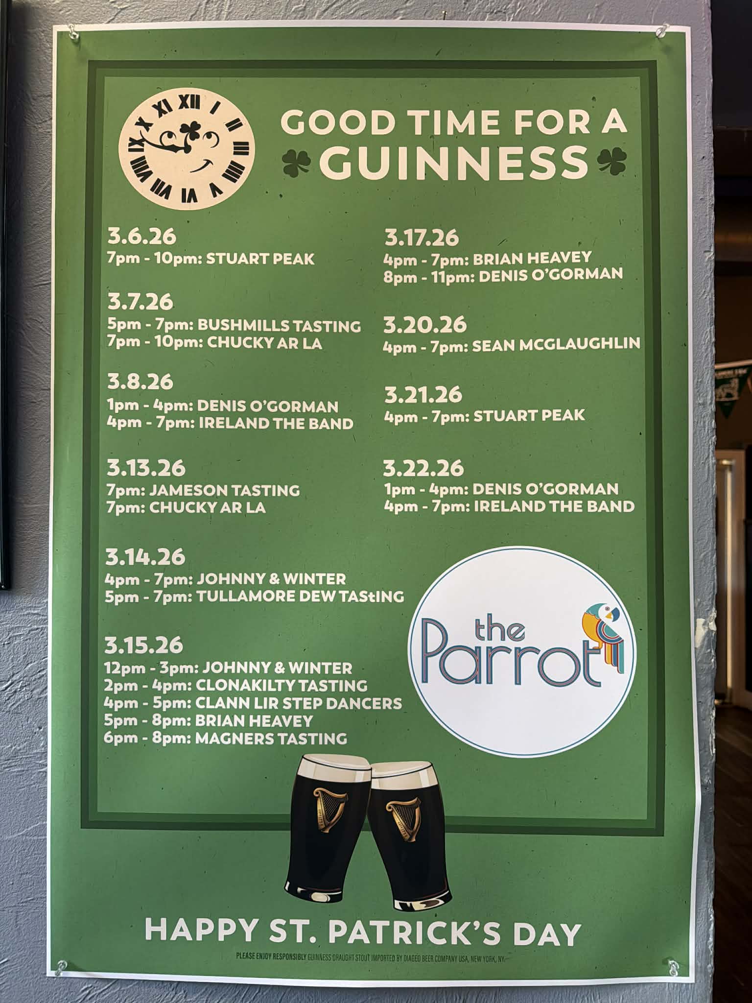 St. Patrick’s Week @ the Parrot (Friday)
