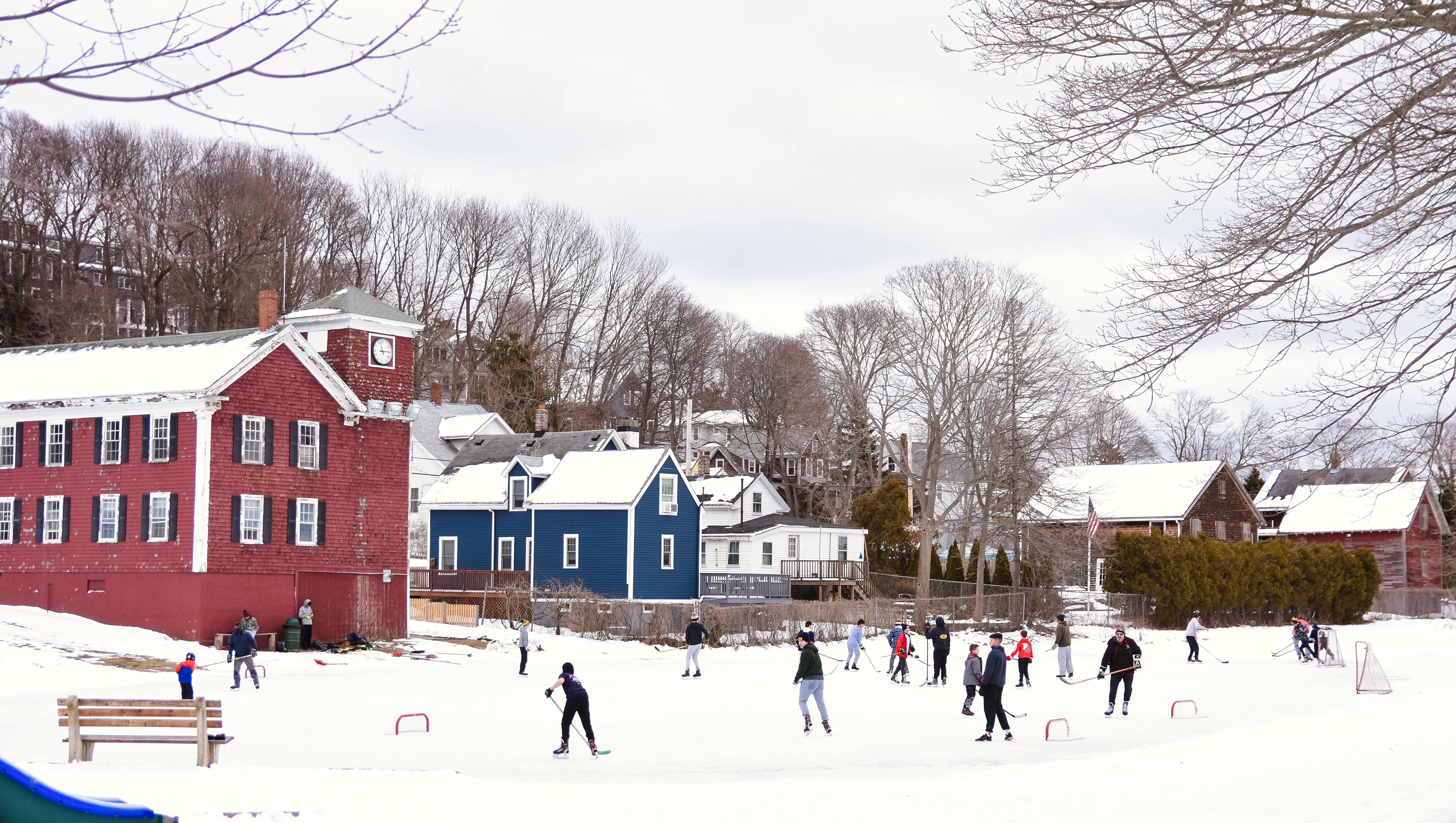 Winter skating scene in Hull Village